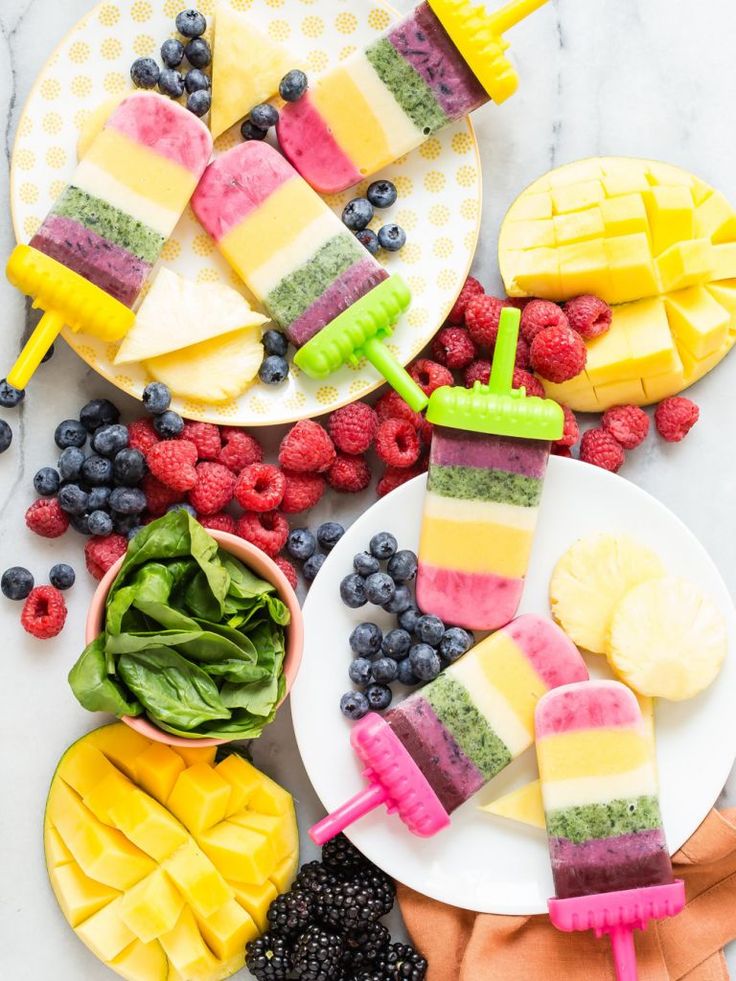 Colorful smoothie popsicles